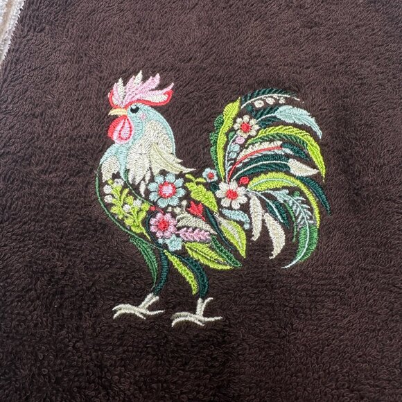 Chicken Towels Embroidered Hand Towel Set Hen Rooster Bathroom Home Farm Decor - Picture 5 of 13